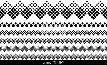 Abstract monochrome dot pattern page break set Stock Vector