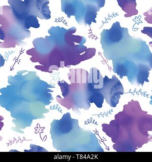 Abstract hand drawn watercolor blots background. Vector illustration. Seamless pattern Stock Vector