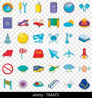 Airplane icons set, cartoon style Stock Vector