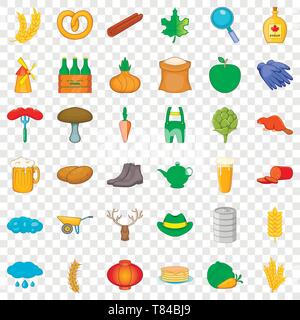Autumn icons set, cartoon style Stock Vector