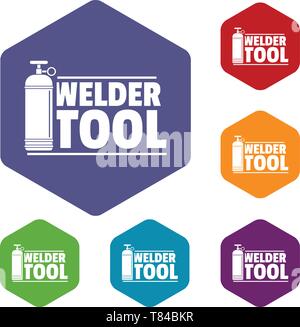 Welder tool icons vector hexahedron Stock Vector