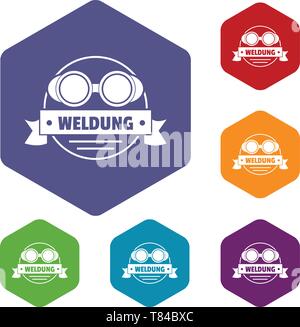Weldung icons vector hexahedron Stock Vector