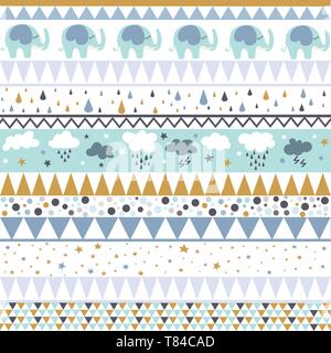 Ethnic striped seamless pattern geometric design, baby pattern Stock Vector