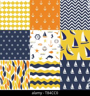 Seamless pattern with nautical elements Stock Vector