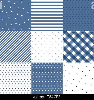Vector set blue, cute seamless patterns Stock Vector