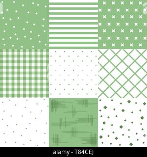 Vector set green, cute seamless patterns Stock Vector