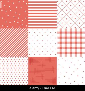 Vector set red, cute seamless patterns Stock Vector