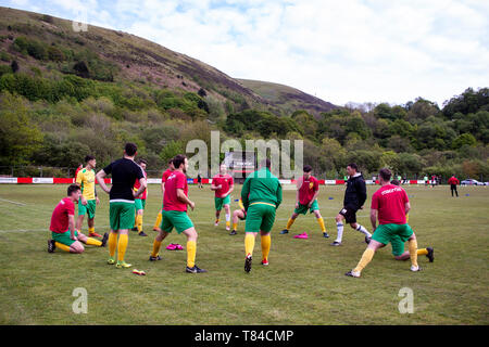 Trefelin BGC earn promotion from Welsh Football League division 3 with a 5-1 win over Ynysygerwn at Ynys Park on the 10th May 2019. Stock Photo