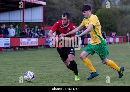 Trefelin BGC earn promotion from Welsh Football League division 3 with a 5-1 win over Ynysygerwn at Ynys Park on the 10th May 2019. Stock Photo