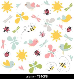 Spring pattern. Vector seamless background. Stock Vector