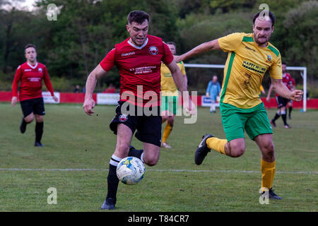 Trefelin BGC earn promotion from Welsh Football League division 3 with a 5-1 win over Ynysygerwn at Ynys Park on the 10th May 2019. Stock Photo