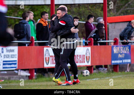 Trefelin BGC earn promotion from Welsh Football League division 3 with a 5-1 win over Ynysygerwn at Ynys Park on the 10th May 2019. Stock Photo