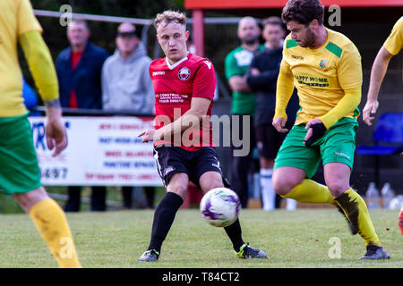 Trefelin BGC earn promotion from Welsh Football League division 3 with a 5-1 win over Ynysygerwn at Ynys Park on the 10th May 2019. Stock Photo