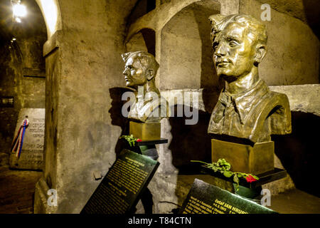 Crypt under the Church of Saints Cyril and Methodius the last hiding place of seven Czechoslovak paratroopers who assassinated Heydrich, Prague Stock Photo