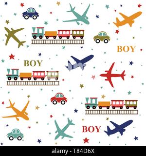 Background baby boy, seamless pattern Stock Vector
