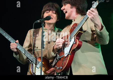 Glasgow, UK. 10 May 2019. LET IT BE, The Musical. The Iconic music of The Beatles with LET IT BE, the spectacular new concert jam-packed with over 40 of The Beatles’ greatest hits! Direct from the West End, this international hit show celebrates the legacy of the world’s greatest rock ‘n’ roll band. Reliving The Beatles’ meteoric rise from their humble beginnings to the heights of Beatlemania with live performances of early tracks including Twist and Shout and She Loves You as well as global mega-hits Yesterday, Hey Jude, Come Together and Let It Be. Credit: Colin Fisher/Alamy Live News Stock Photo