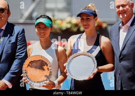 Madrid, Spain. 11th May 2019. Yifan Xu (L) and Gabriela Dabrowski (R) seen during the Mutua Madrid Open Masters match on day eight at Caja Magica in Madrid. Credit: SOPA Images Limited/Alamy Live News Stock Photo