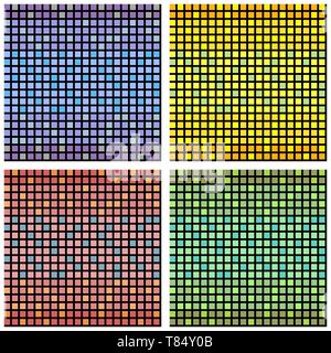 Mosaic background illustration. Set of colorful checkered seamless patterns. Modern designs. Stock Vector