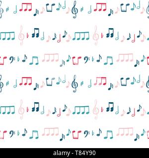 Music notes and clefs seamless pattern - vector musical texture. Stock Vector