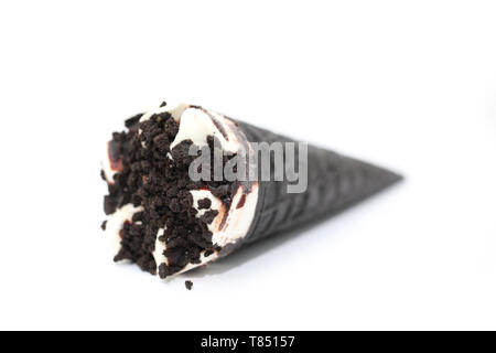 ice cream in a chocolate cup. Isolated on white background Stock Photo
