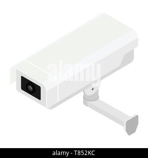 White security surveillance camera isometric view Stock Vector