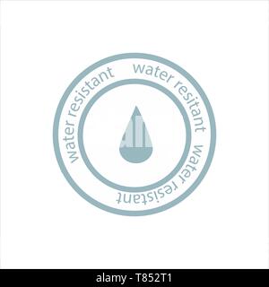 Water resistant round sign, symbol isolated on white background Stock Vector