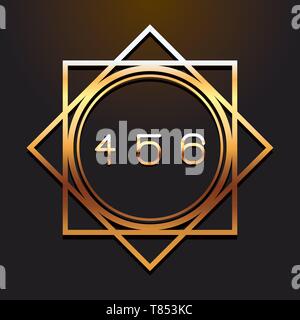 four five six number font Stock Vector