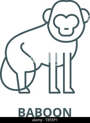 Baboon vector line icon, linear concept, outline sign, symbol Stock Vector