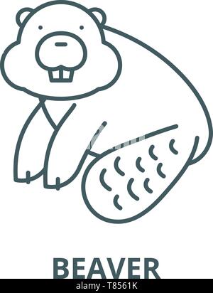 Beaver vector line icon, linear concept, outline sign, symbol Stock Vector
