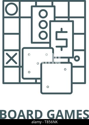 Board games vector line icon, linear concept, outline sign, symbol Stock Vector
