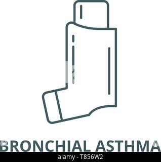 Bronchial asthma vector line icon, linear concept, outline sign, symbol Stock Vector
