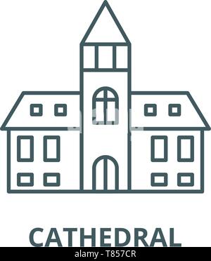 Cathedral vector line icon, linear concept, outline sign, symbol Stock Vector