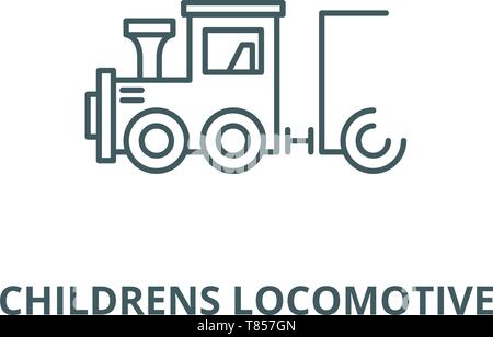 Childrens locomotive vector line icon, linear concept, outline sign, symbol Stock Vector