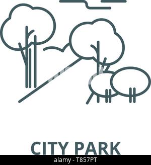 City park vector line icon, linear concept, outline sign, symbol Stock Vector