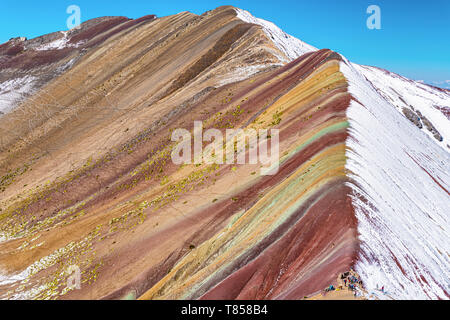 Landscape around trek route in Vinicunca, Cusco Region, Peru. Montana de Siete Colores, or Rainbow Mountain. and Red Valley. Stock Photo