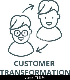 Customer transformation vector line icon, linear concept, outline sign, symbol Stock Vector