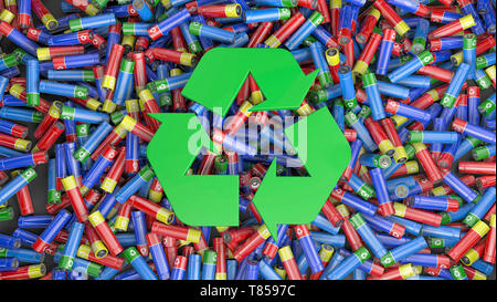 Battery recycling, conceptual illustration Stock Photo