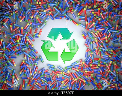 Battery recycling, conceptual illustration Stock Photo