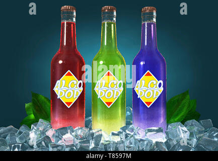 Bottles of alcopop, illustration Stock Photo