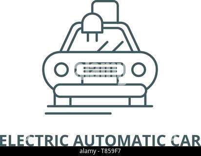 Electric automatic car vector line icon, linear concept, outline sign, symbol Stock Vector