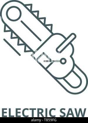 Electric saw vector line icon, linear concept, outline sign, symbol Stock Vector