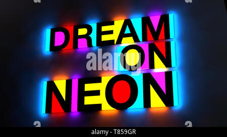 Dream on neon, illustration Stock Photo