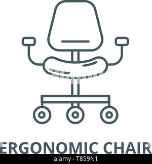 Ergonomic chair vector line icon, linear concept, outline sign, symbol Stock Vector