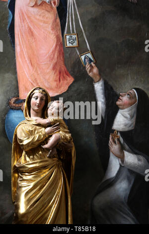 Vierge à l'Enfant. Sainte-Catherine de Sienne. Eglise Saint-Gervais-et-Protais. Saint-Gervais-les-Bains. Stock Photo