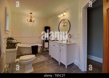 Modern Bathroom Renovation With Clawfoot Tub And Subway Tile