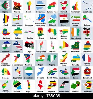 vector map of Africa mixed with countries flags Stock Vector