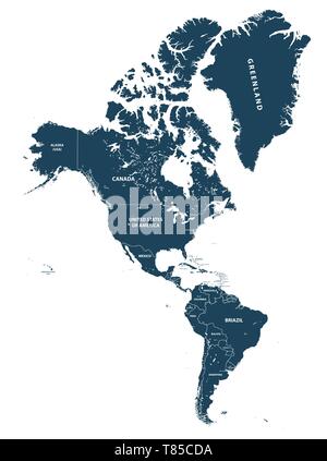 vector high detailed political map of America continent Stock Vector