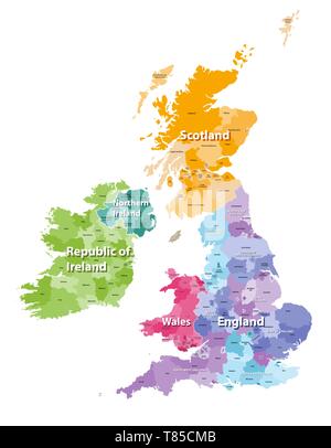 vector high detailed map of British Isles Stock Vector