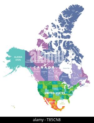 Canada Map With Borders Cities Capital And Administrative Divisions Vector Map Of Canada United States And Mexico With States Borders And Capital Cities T85cn8