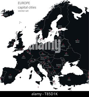 Political map of Europe continent in four colors with white country ...